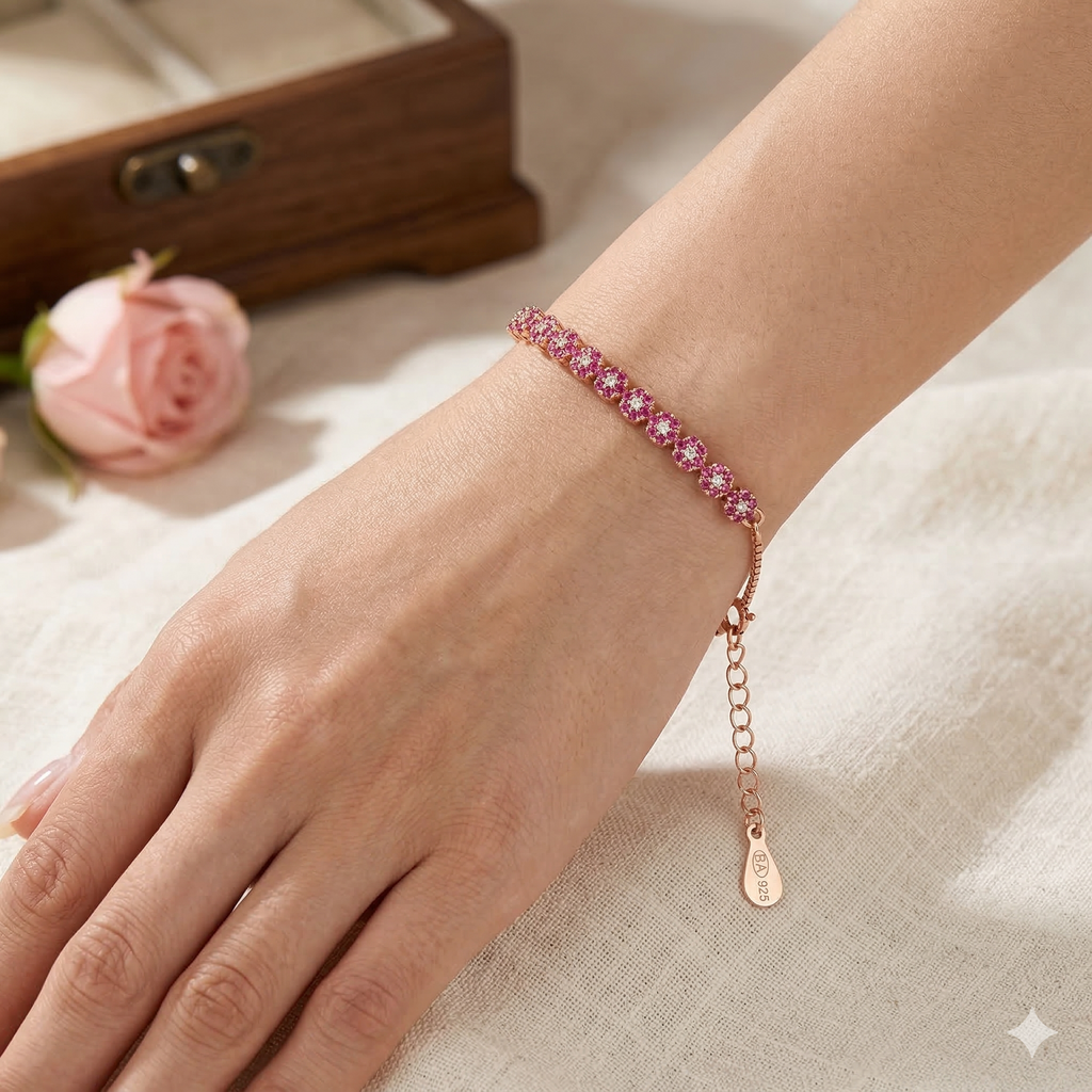 Pink Tennis Rosegold Bracelet