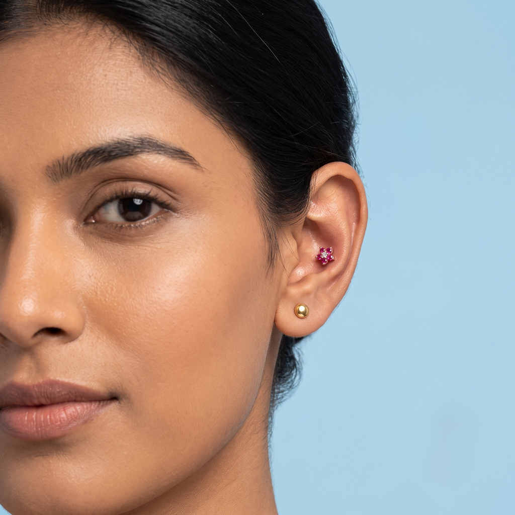 Pink Flower Stud