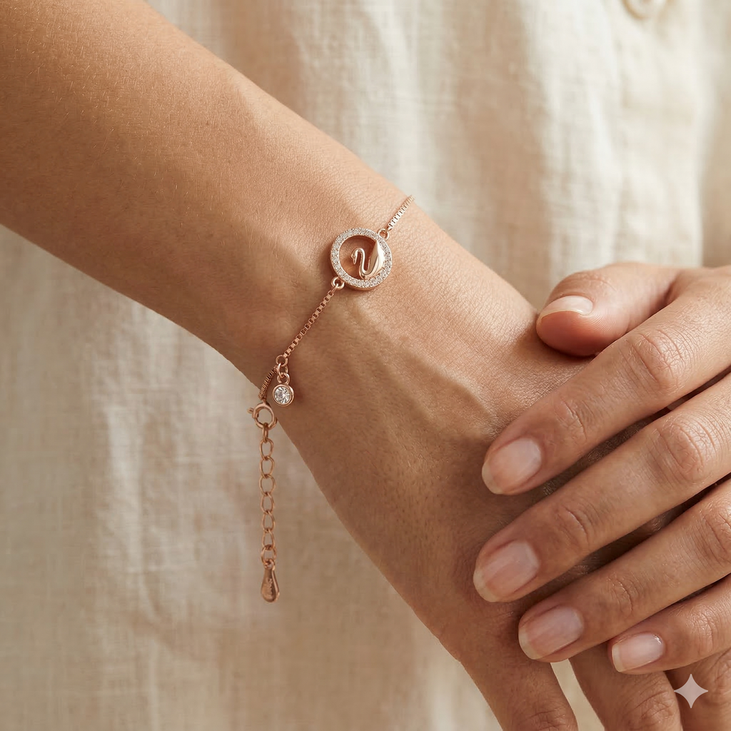 Swan Circle Rosegold Bracelet