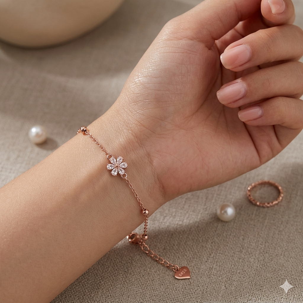 Flower Beads Rosegold Bracelet
