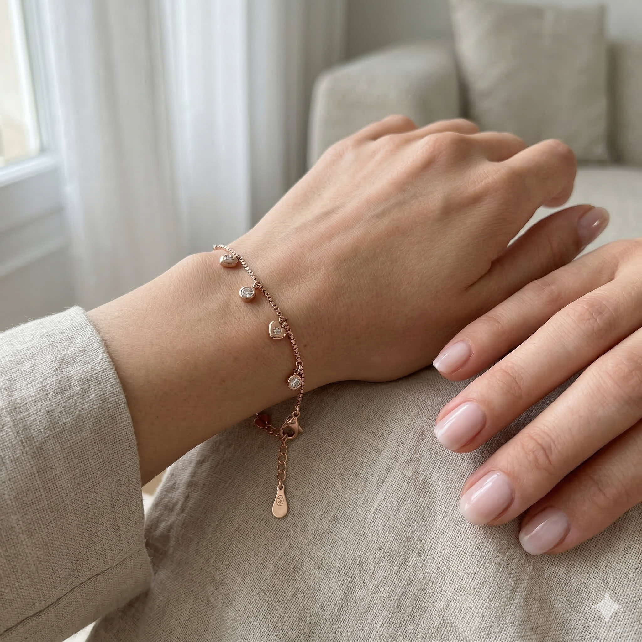 Single Stone Heart Rosegold Bracelet