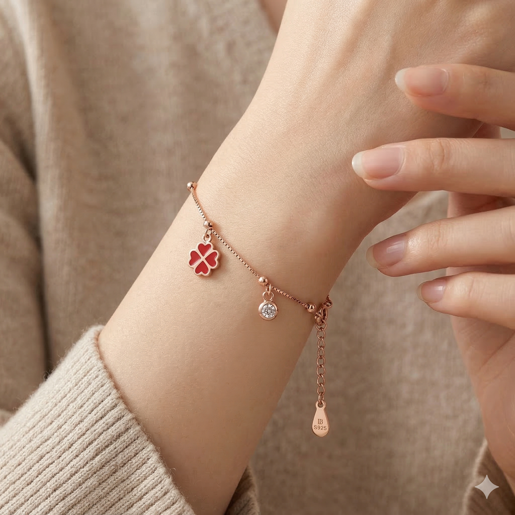 Red Enamel Flower Bracelet