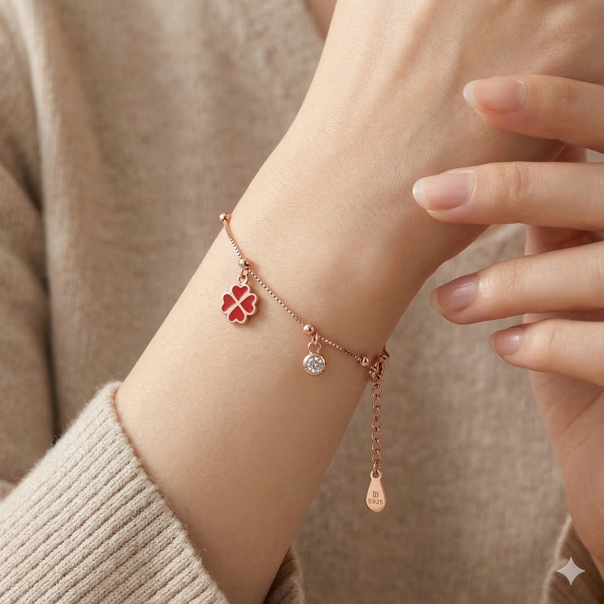 Red Enamel Flower Bracelet