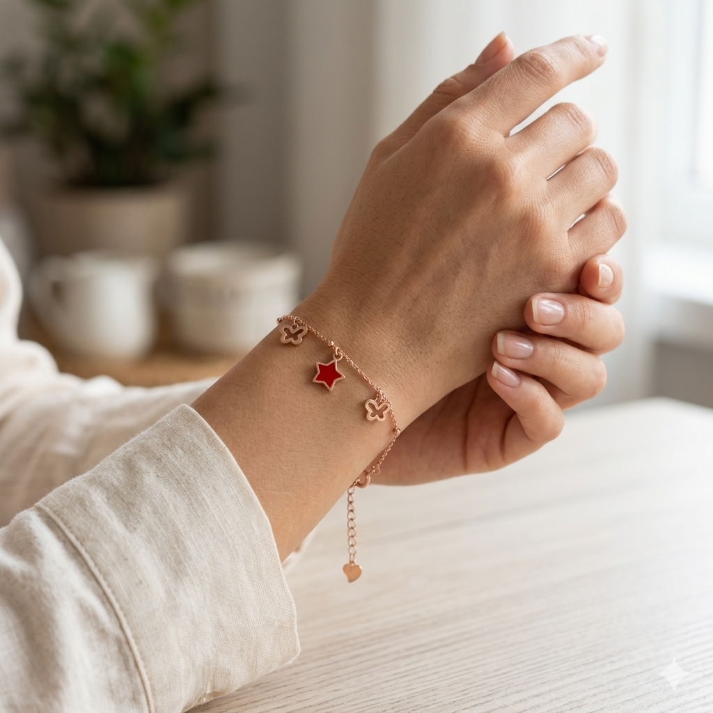 Red Star Charms Rosegold Bracelet