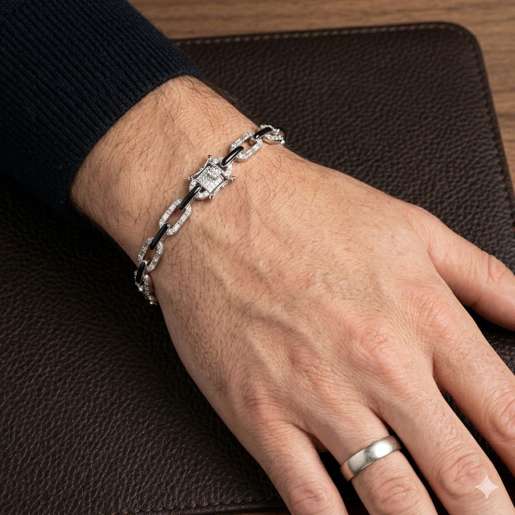 Unisex Black enamel Bracelet