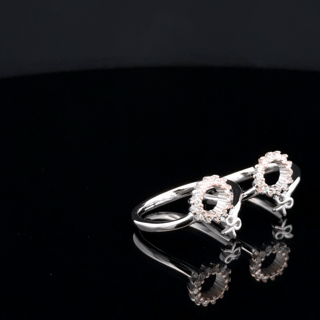 Dual-Tone Sunburst Halo & Bow Toe Rings