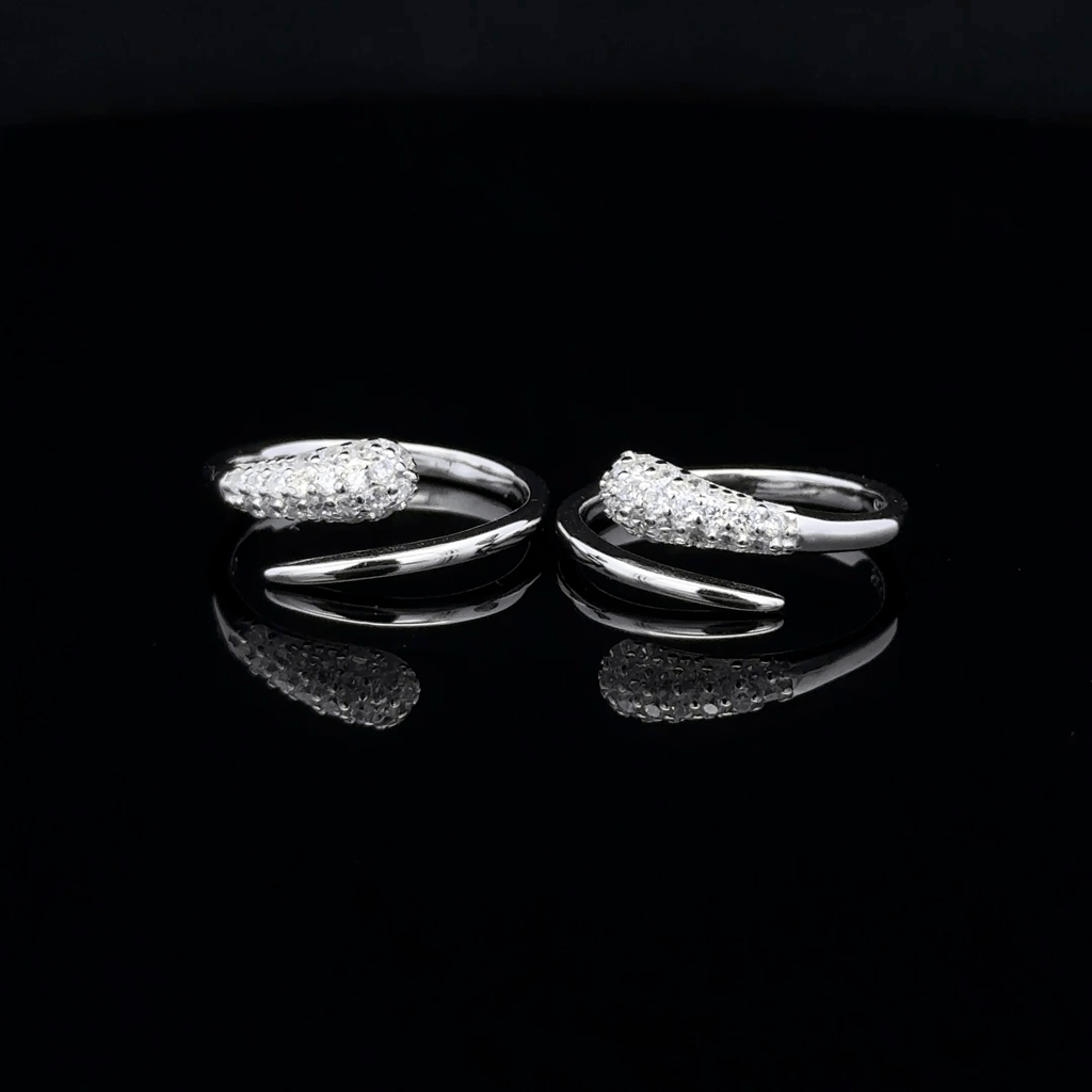 Pave Set Pointed Wrap Toe Rings