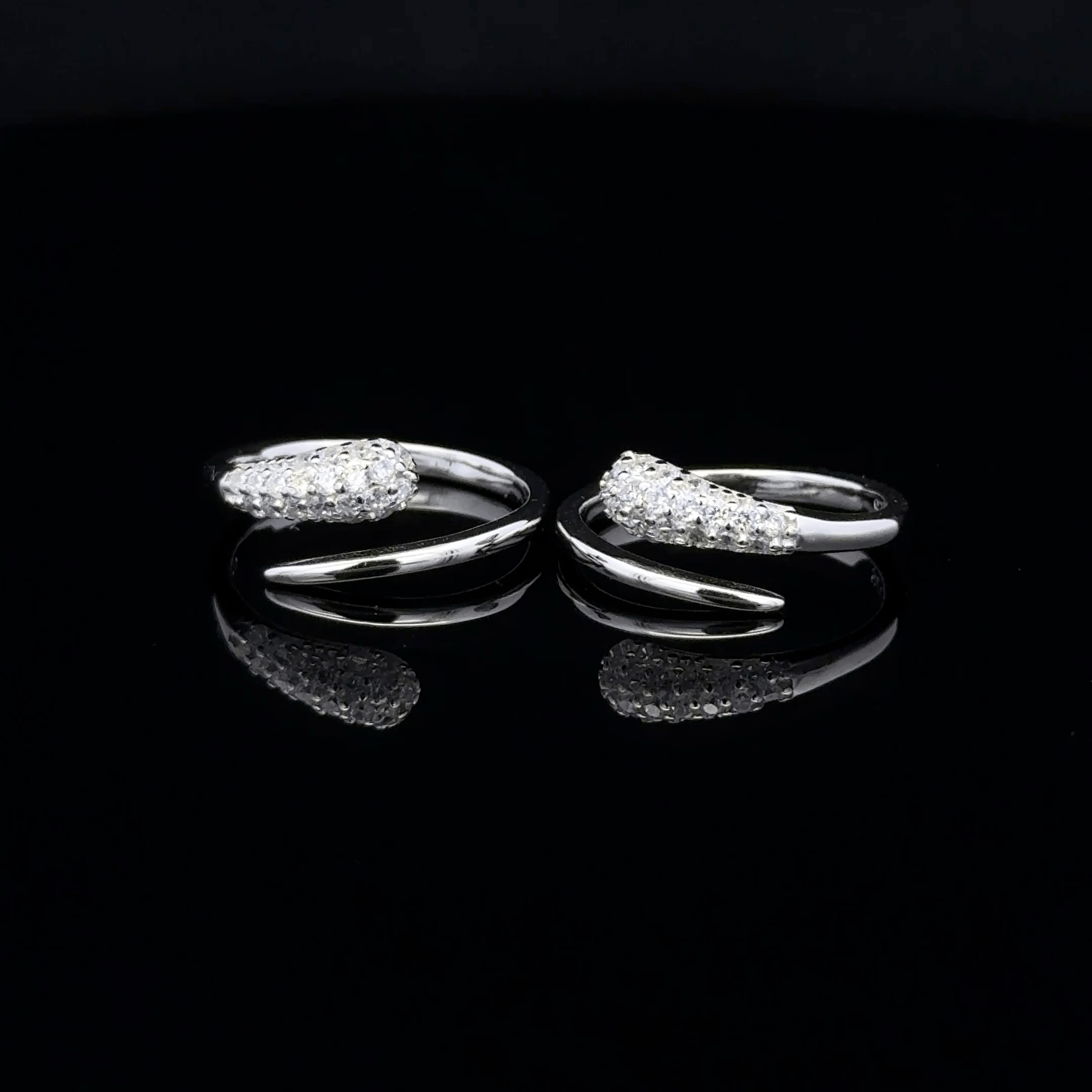 Pave Set Pointed Wrap Toe Rings