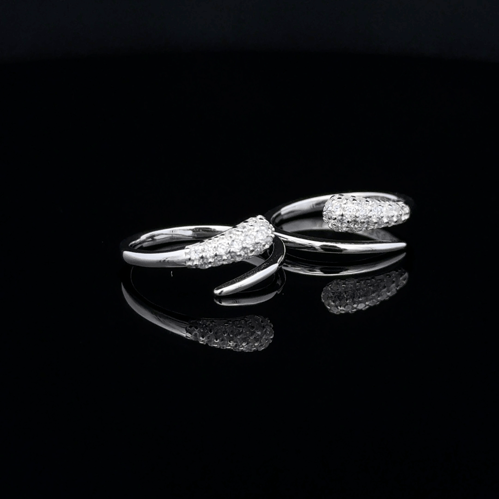 Pave Set Pointed Wrap Toe Rings