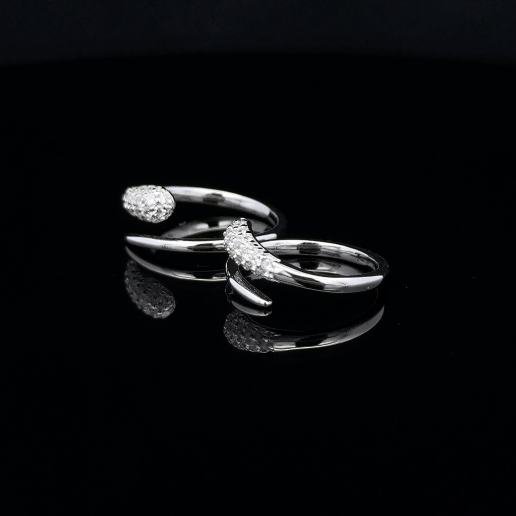 Pave Set Pointed Wrap Toe Rings