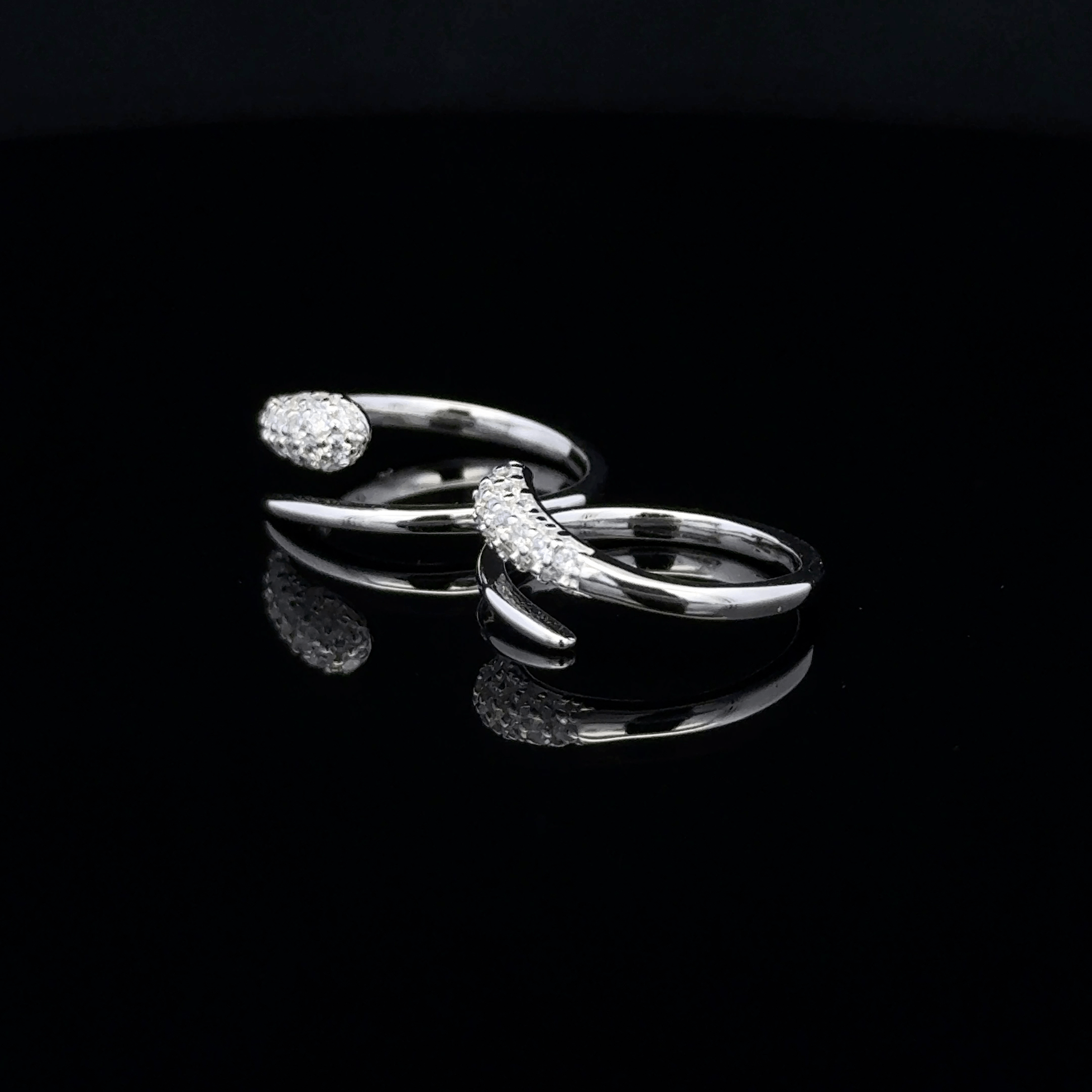 Pave Set Pointed Wrap Toe Rings