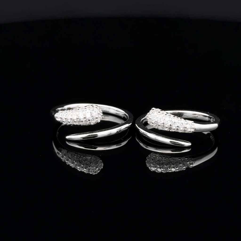 Pave Set Pointed Wrap Toe Rings