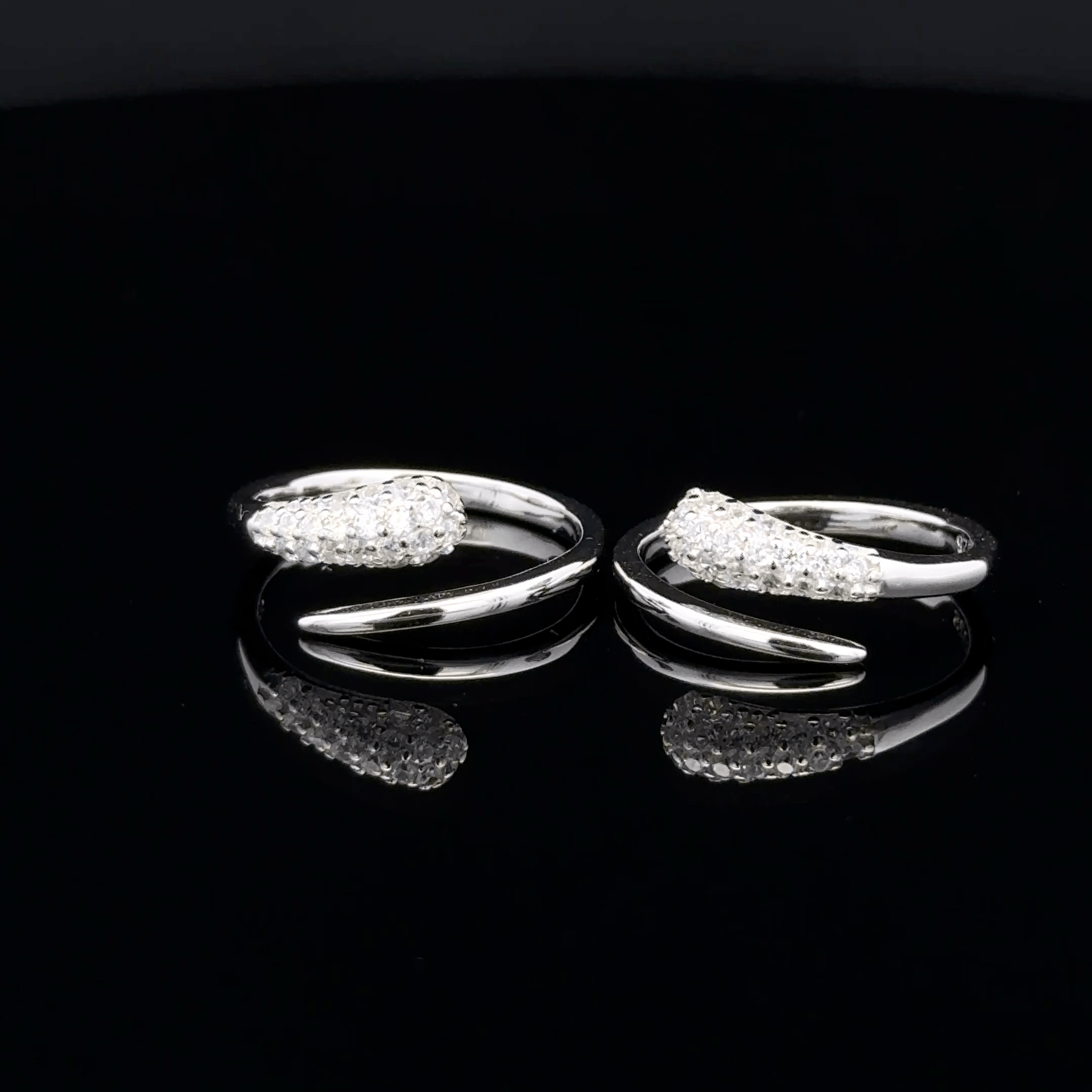 Pave Set Pointed Wrap Toe Rings