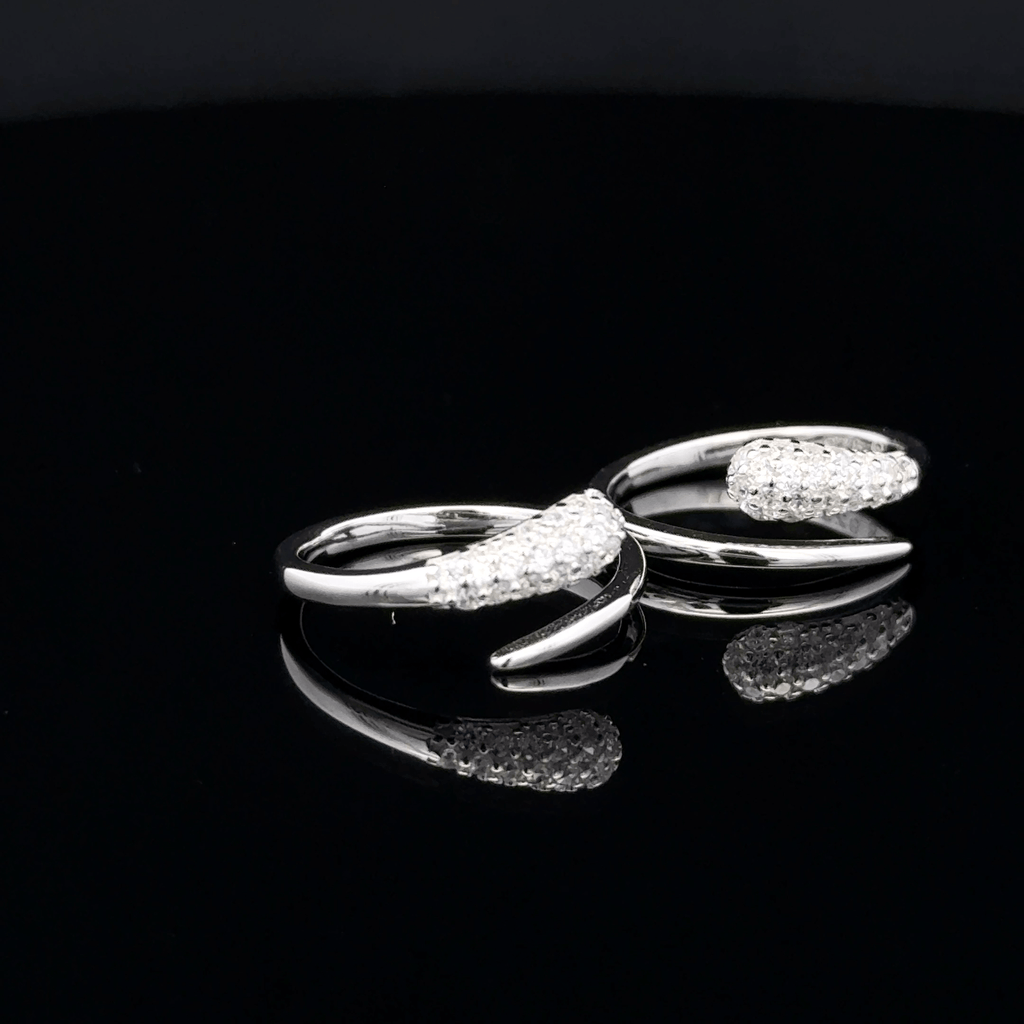 Pave Set Pointed Wrap Toe Rings