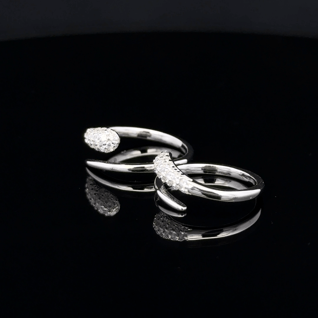 Pave Set Pointed Wrap Toe Rings