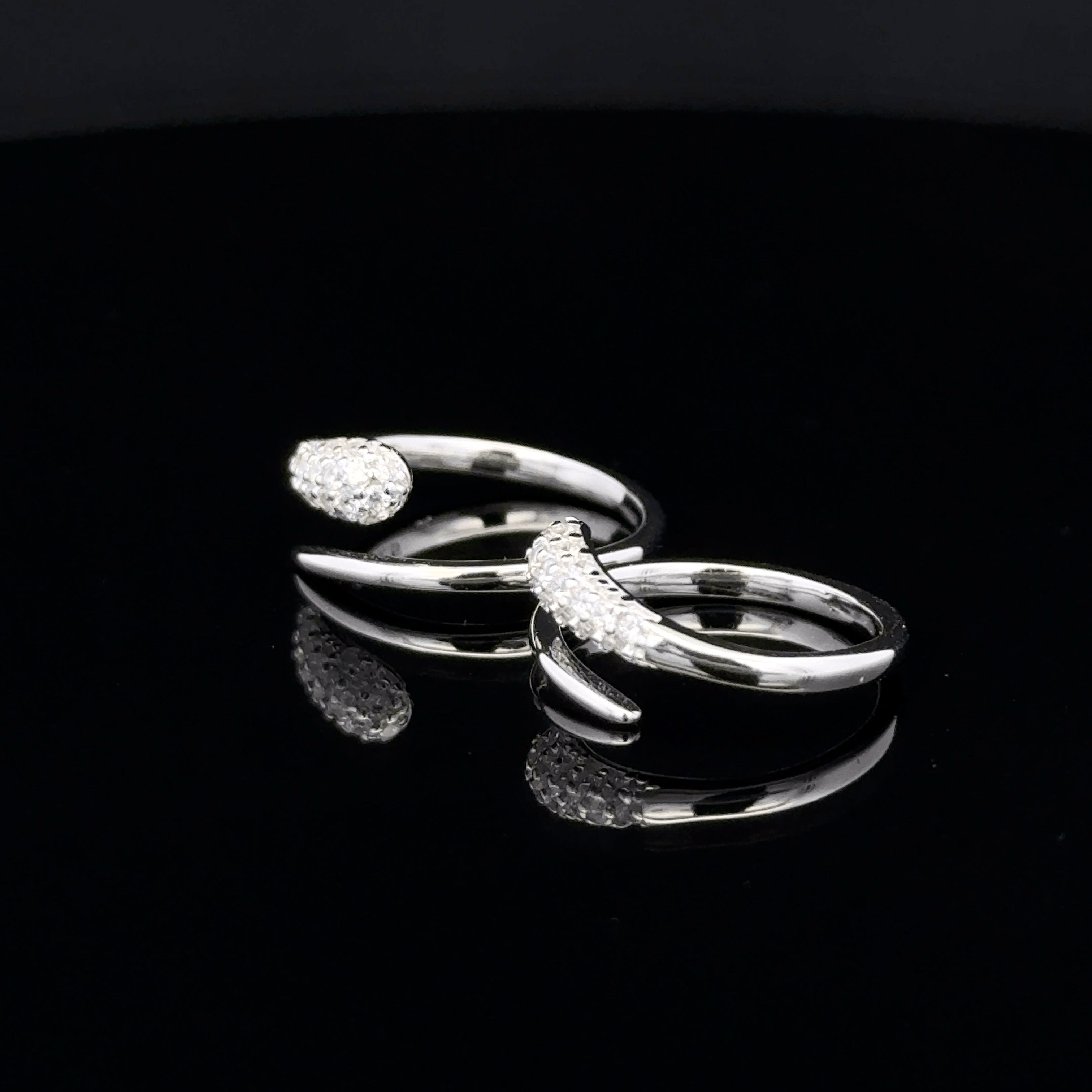 Pave Set Pointed Wrap Toe Rings