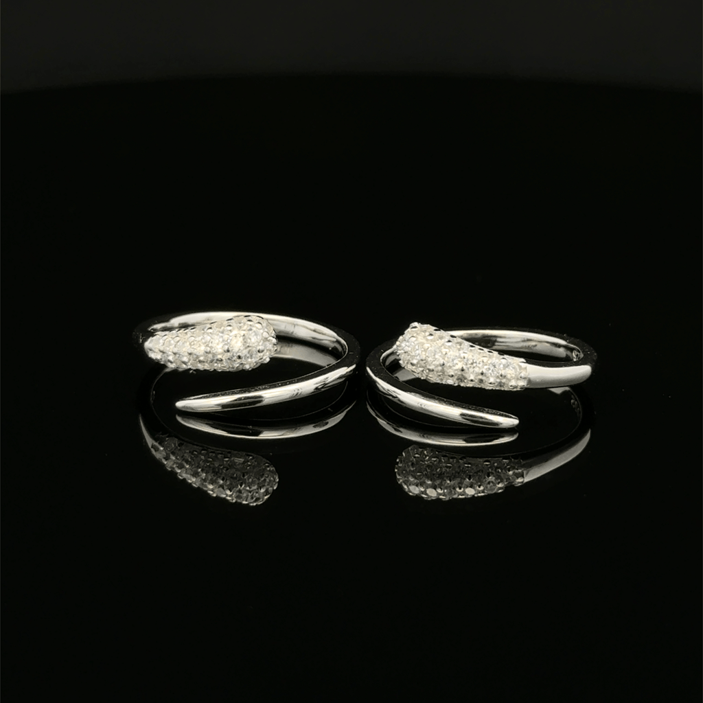 Pave Set Pointed Wrap Toe Rings