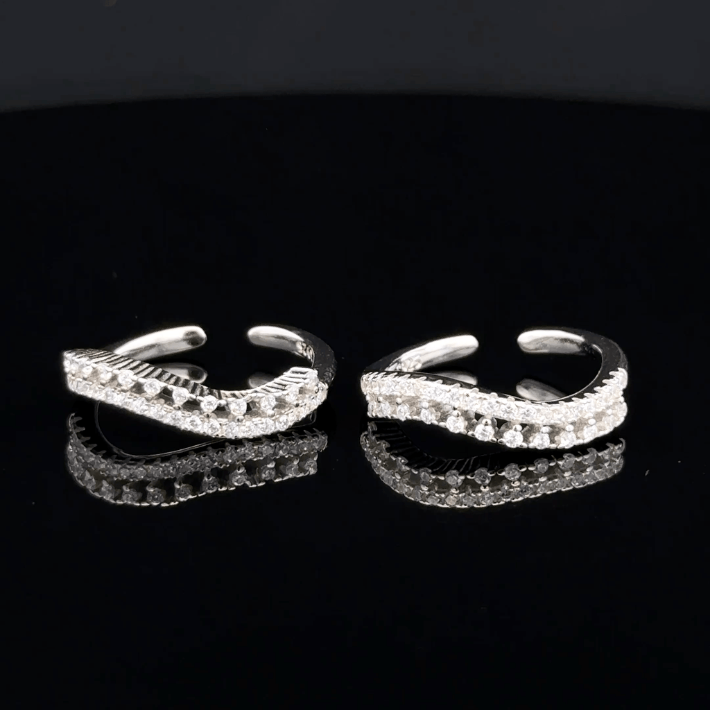 Wave-Pattern Parallel Band Toe Rings