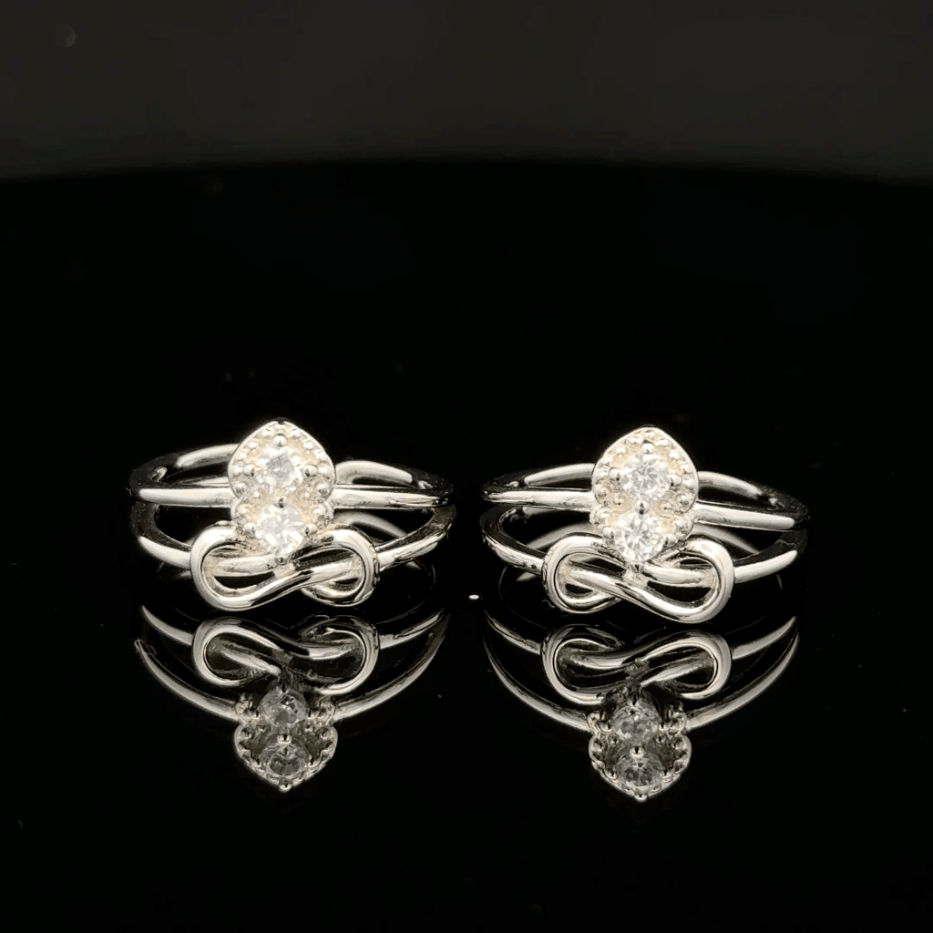 Double Band Toe Rings with Infinity Bow
