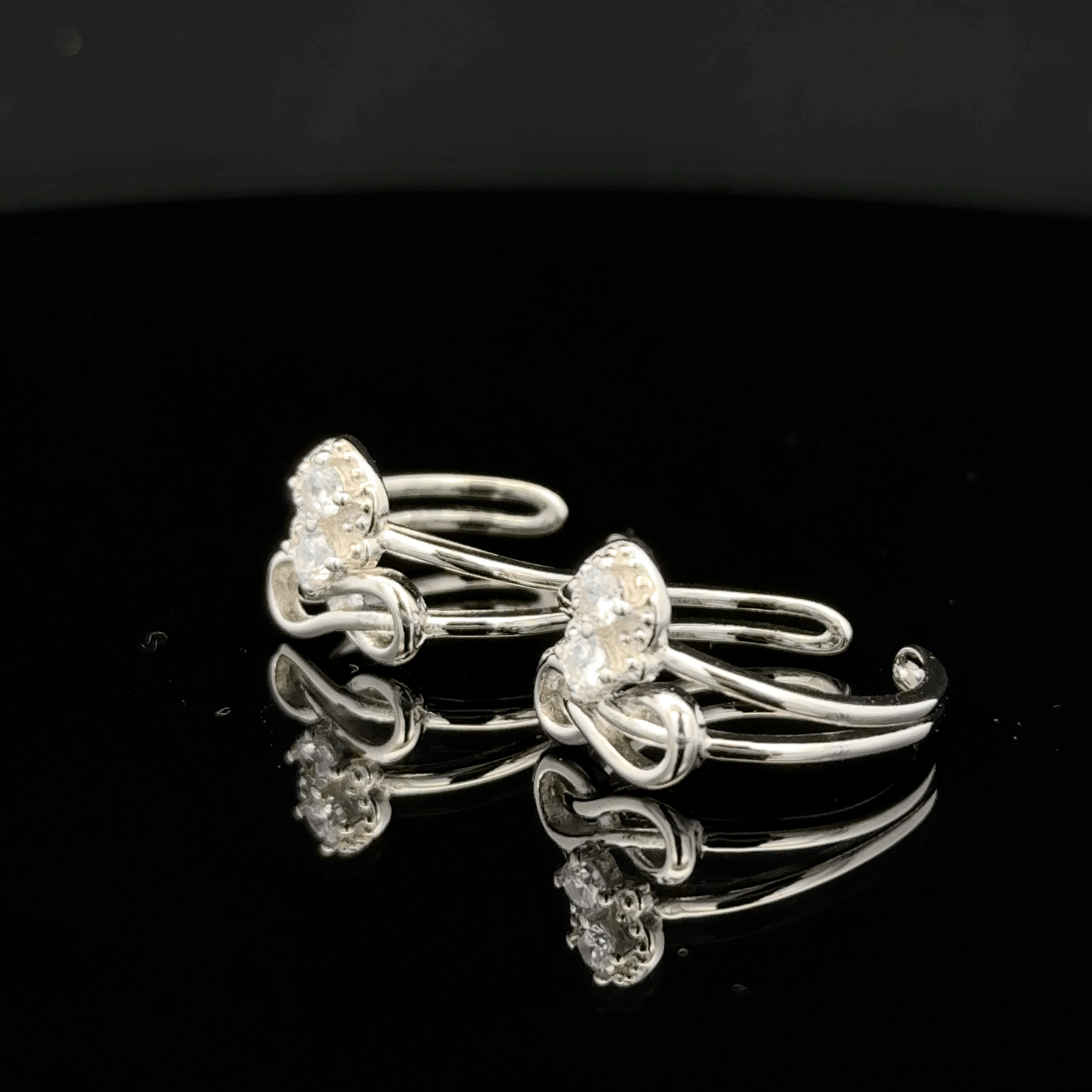 Double Band Toe Rings with Infinity Bow