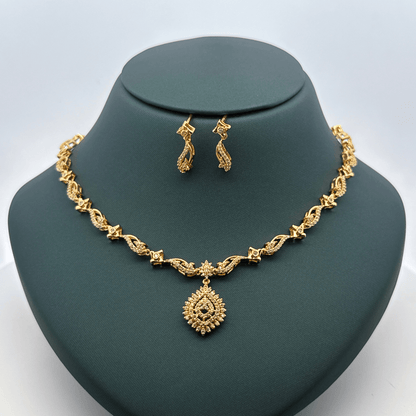 Gold Plated Necklace with earrings