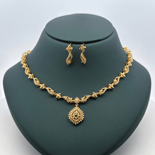 Gold Plated Necklace with earrings