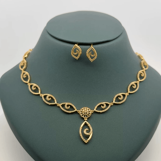 Gold Plated Necklace with earrings