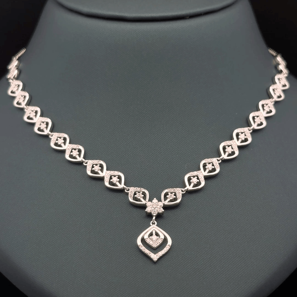 Diamond Necklace Design in Silver