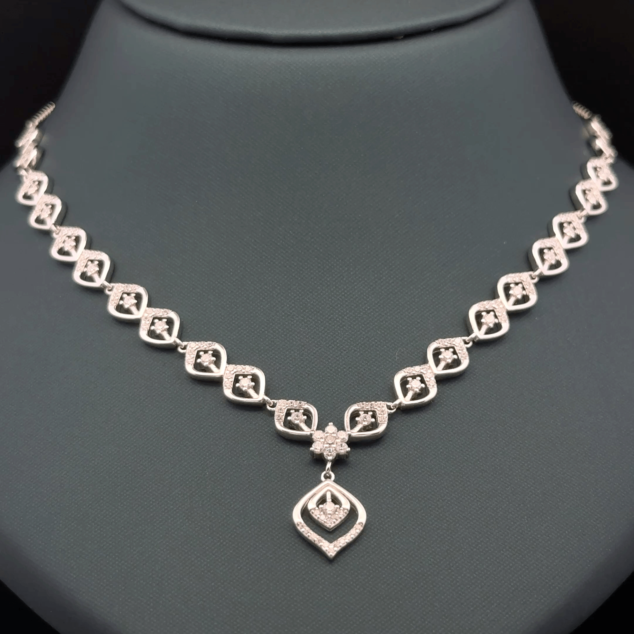 Diamond Necklace Design in Silver