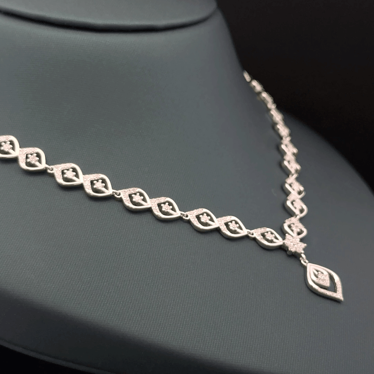 Diamond Necklace Design in Silver