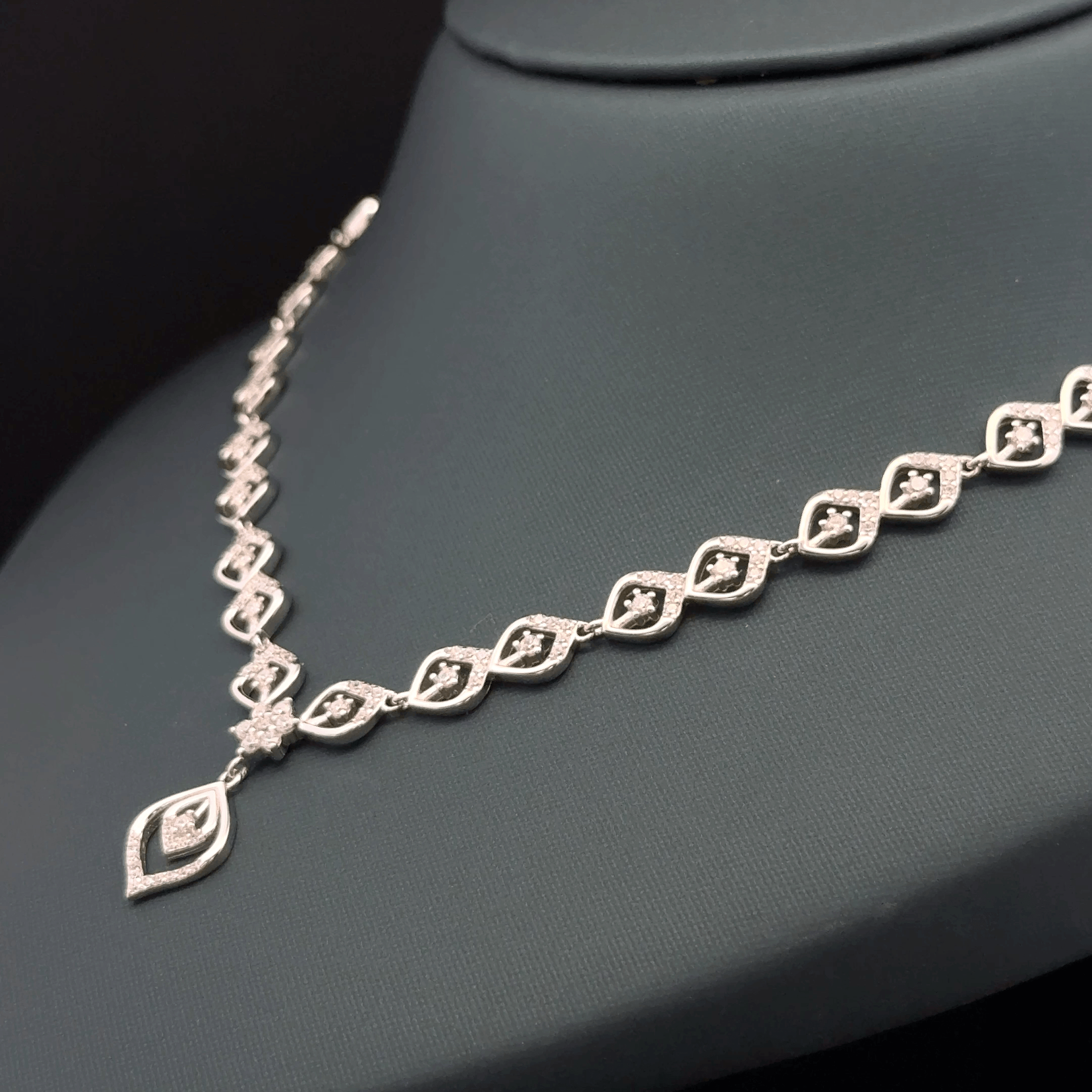 Diamond Necklace Design in Silver