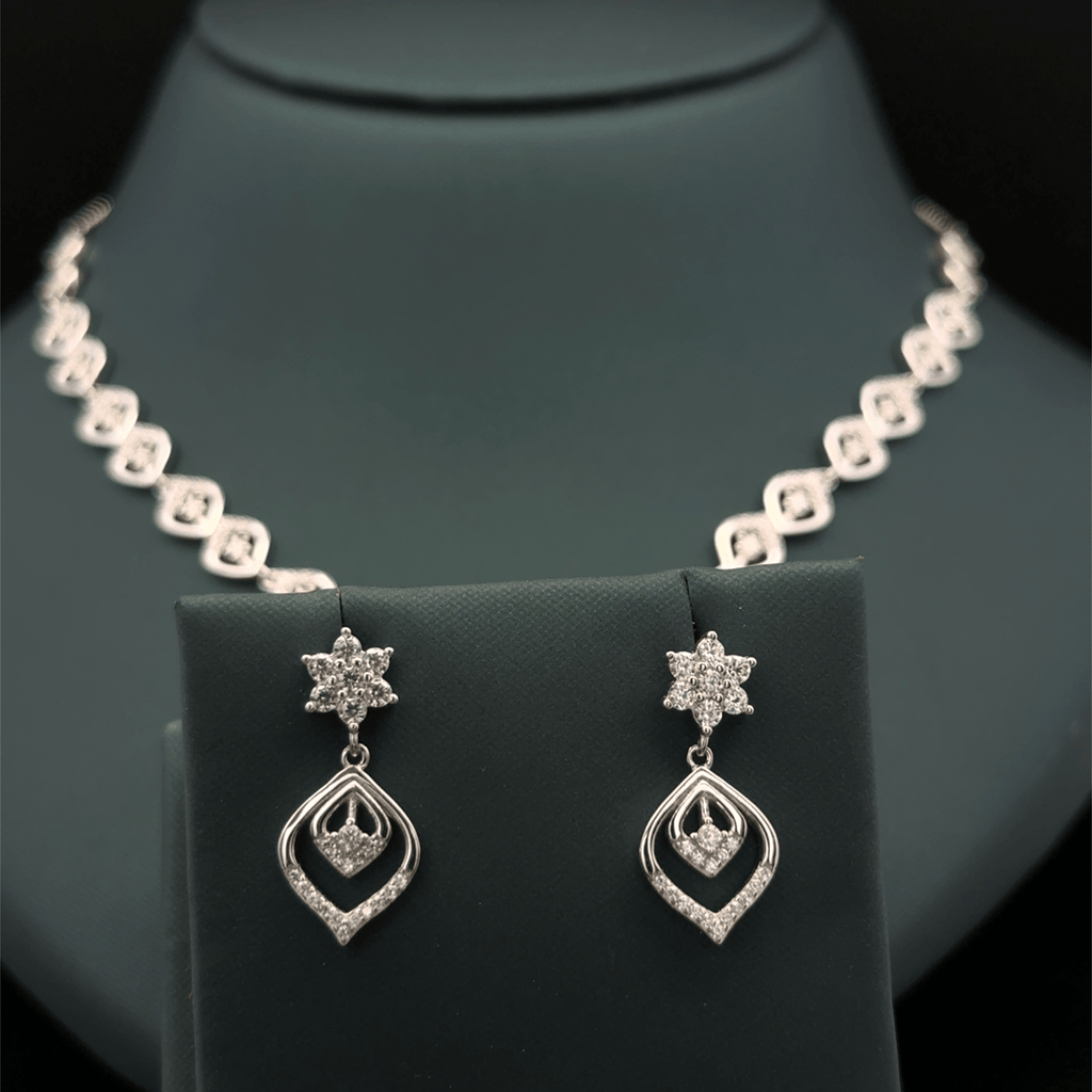 Diamond Necklace Design in Silver