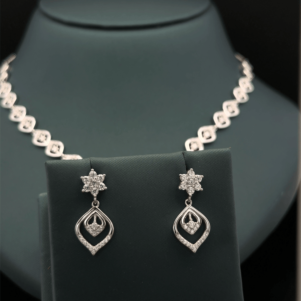 Diamond Necklace Design in Silver