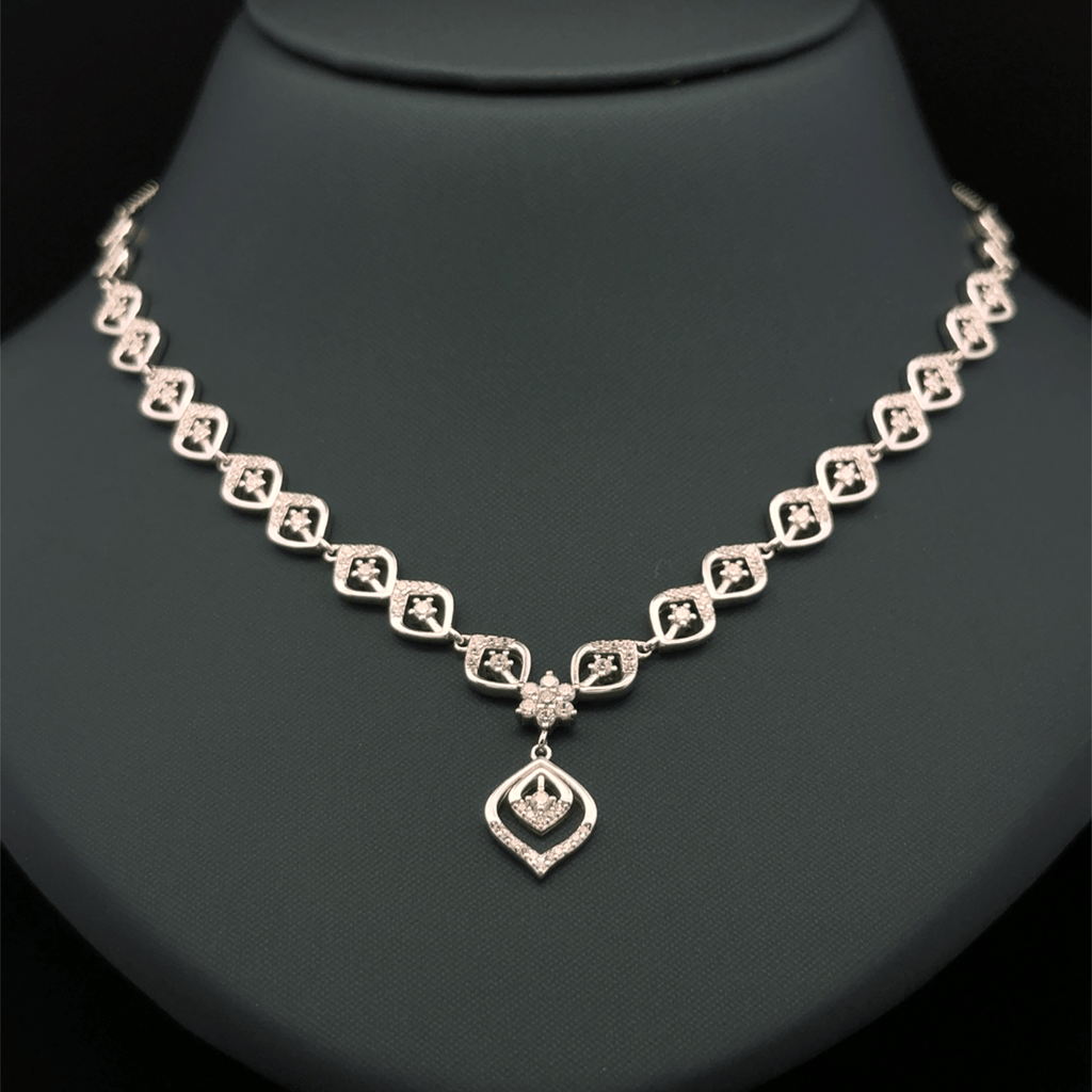 Diamond Necklace Design in Silver