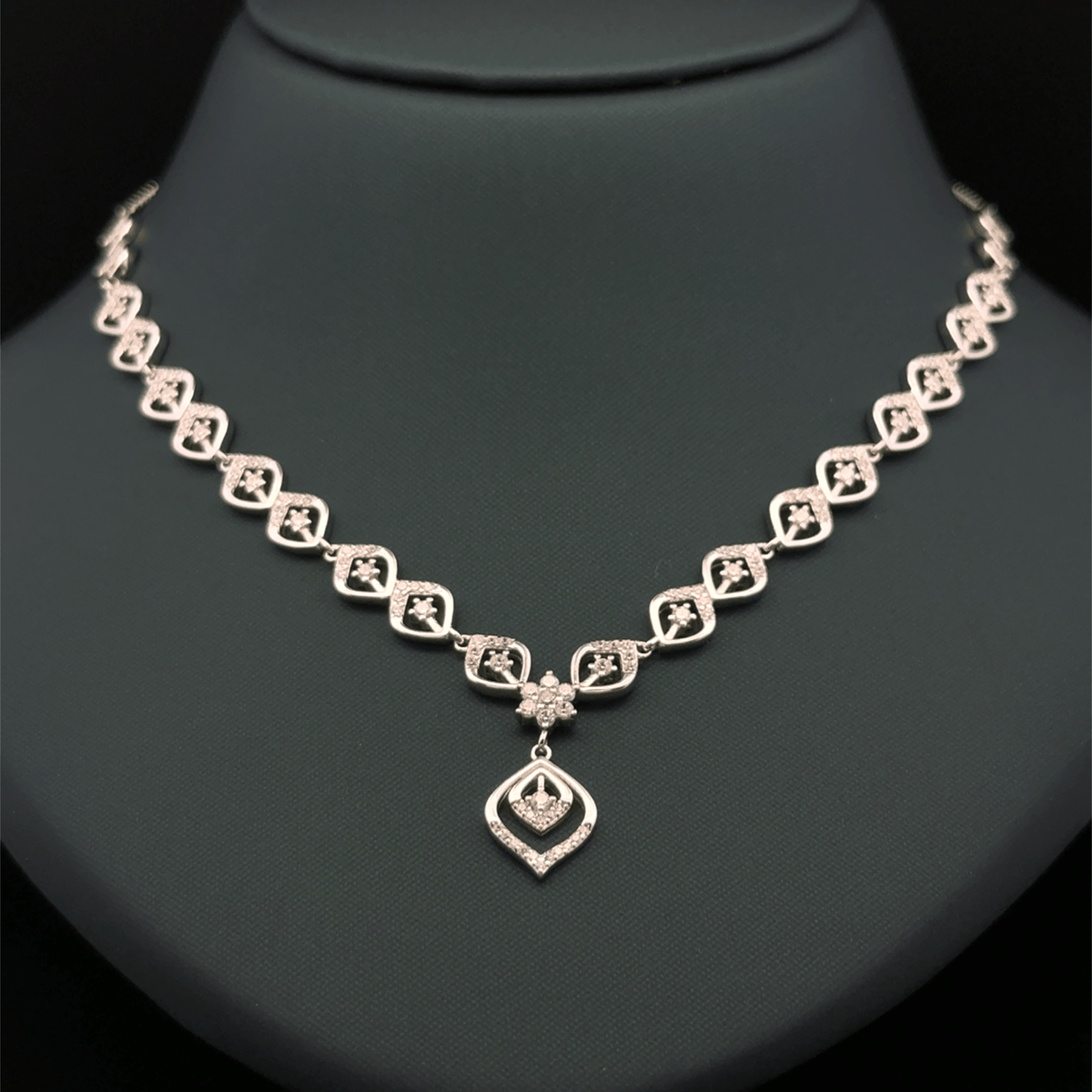 Diamond Necklace Design in Silver