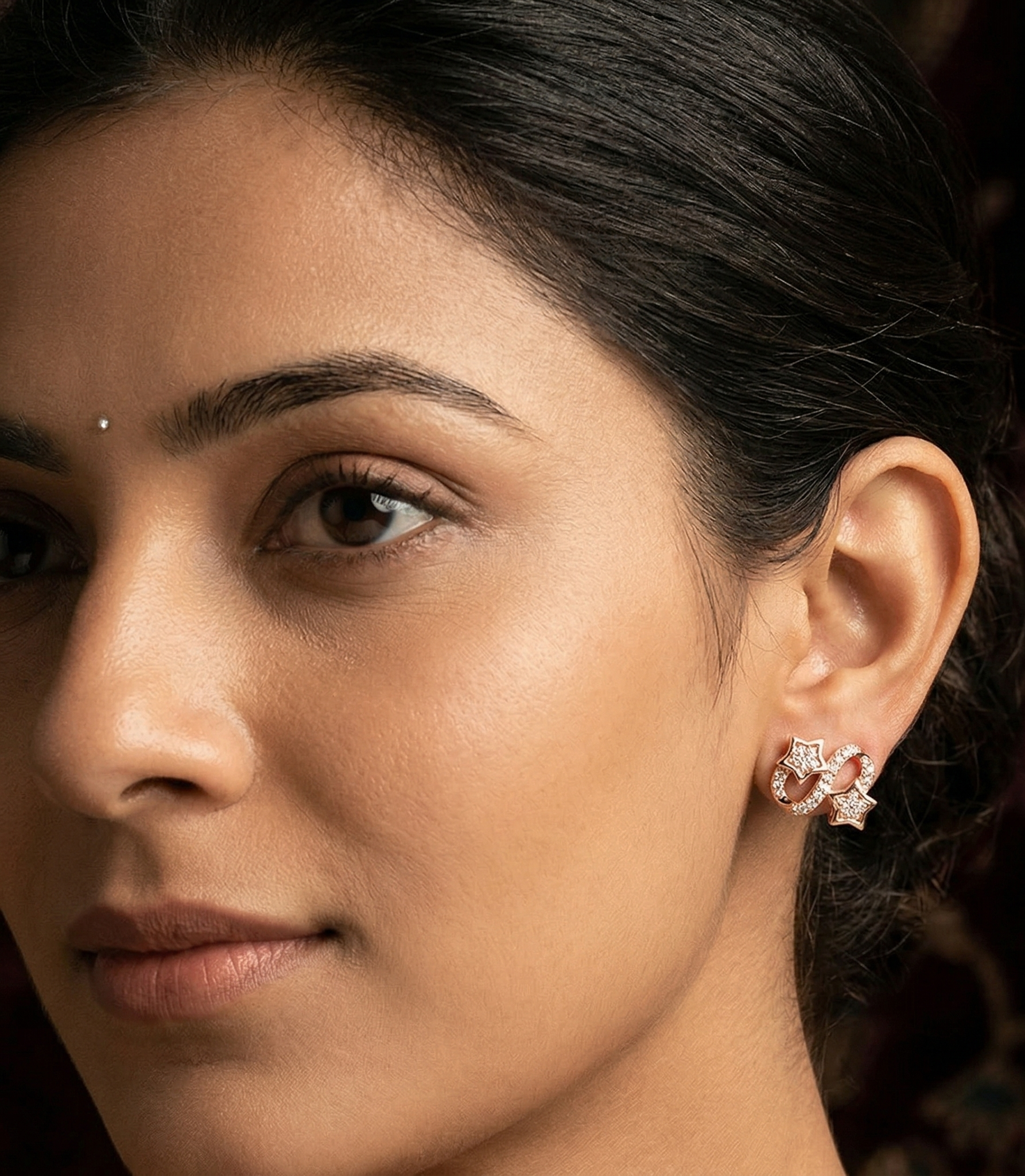 S STAR ROSEGOLD EARRING