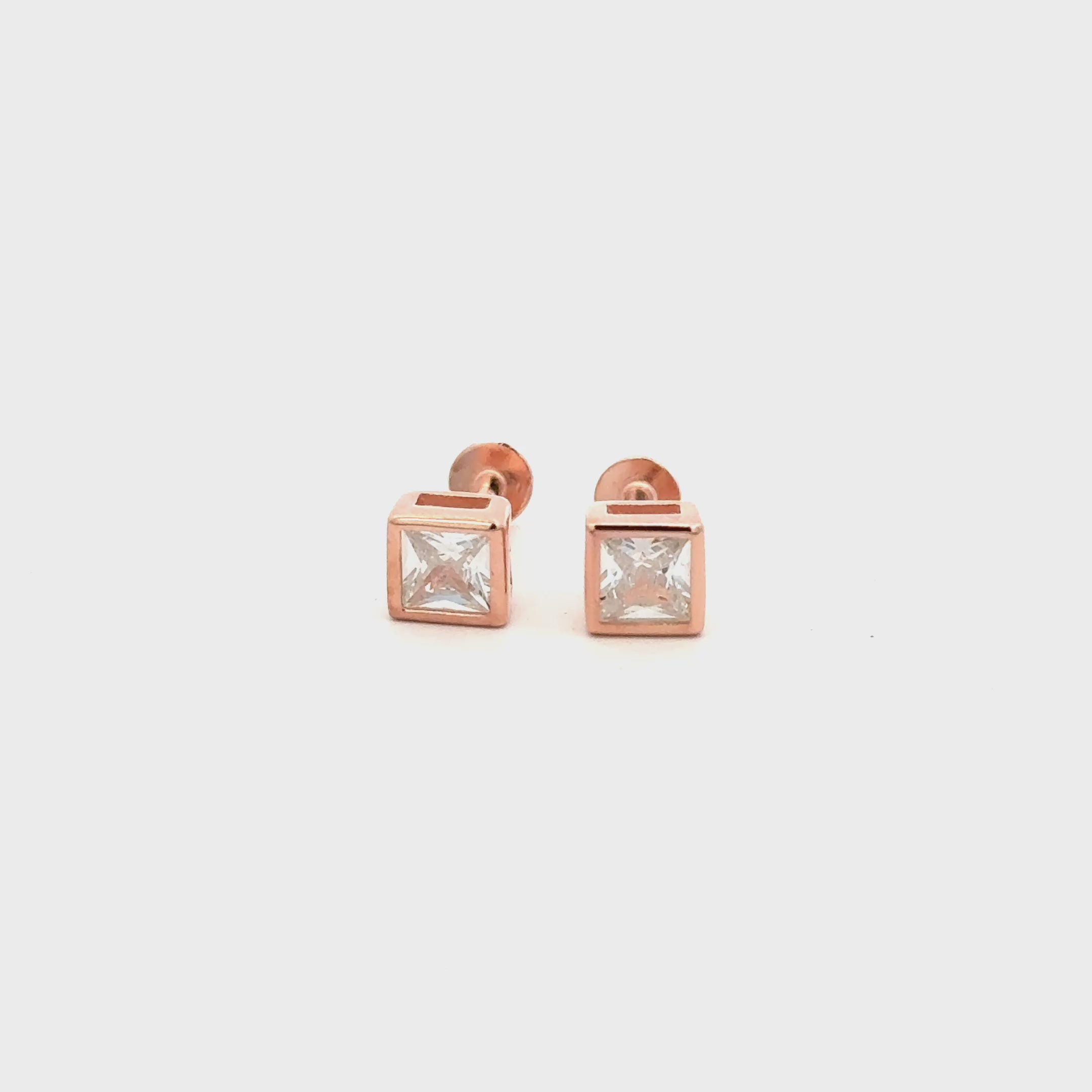 Square White Stone Stud