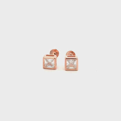 Square White Stone Stud