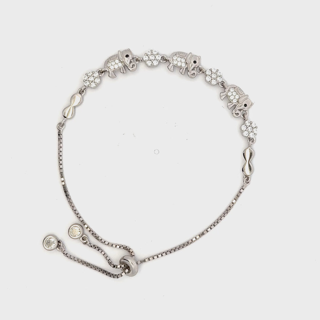Rhodium Elephant charm Bracelet