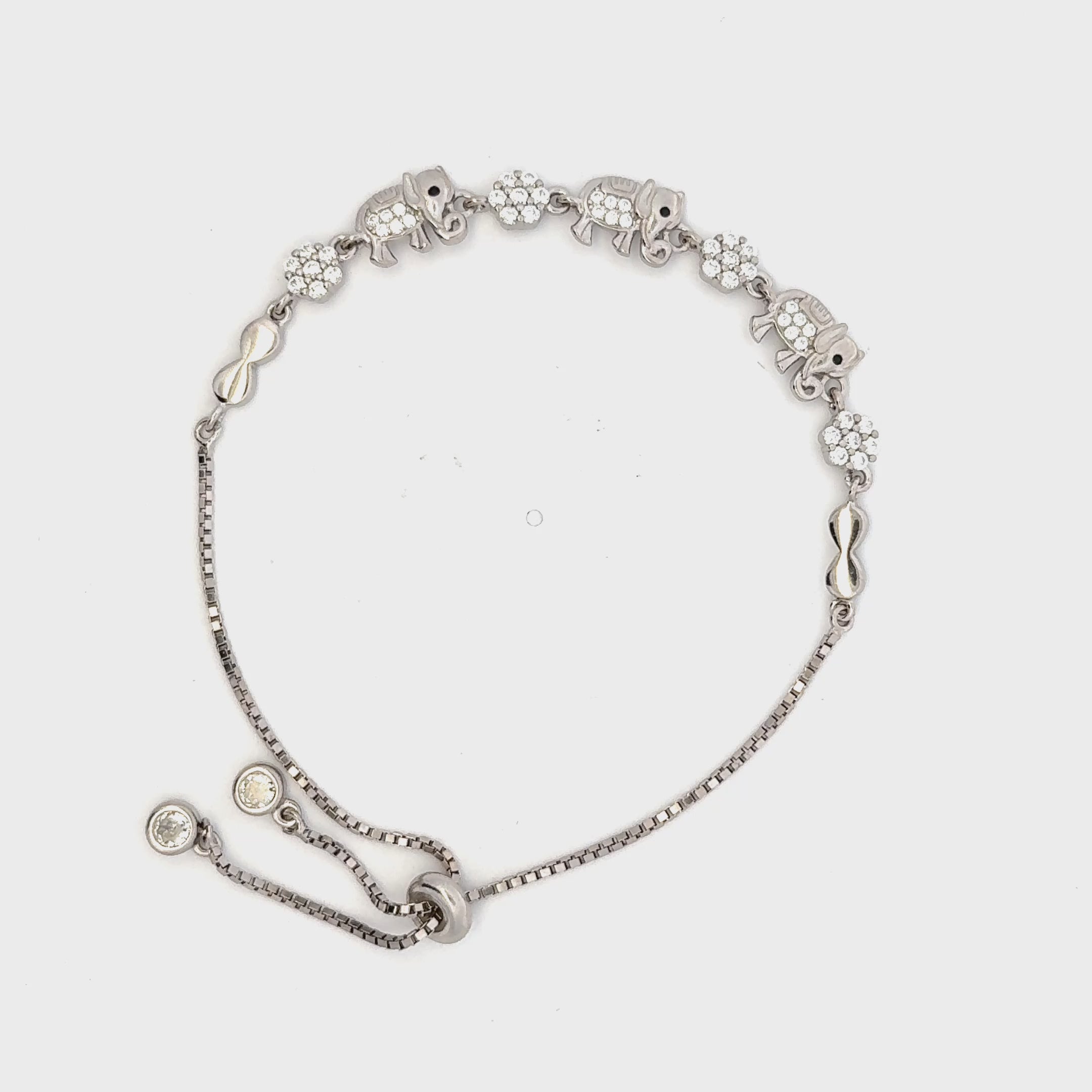 Rhodium Elephant charm Bracelet
