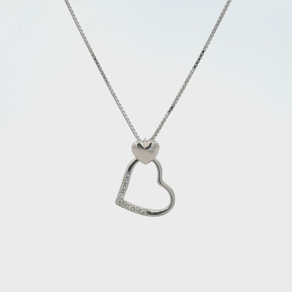 Rhodium Heart shape chain with pendent