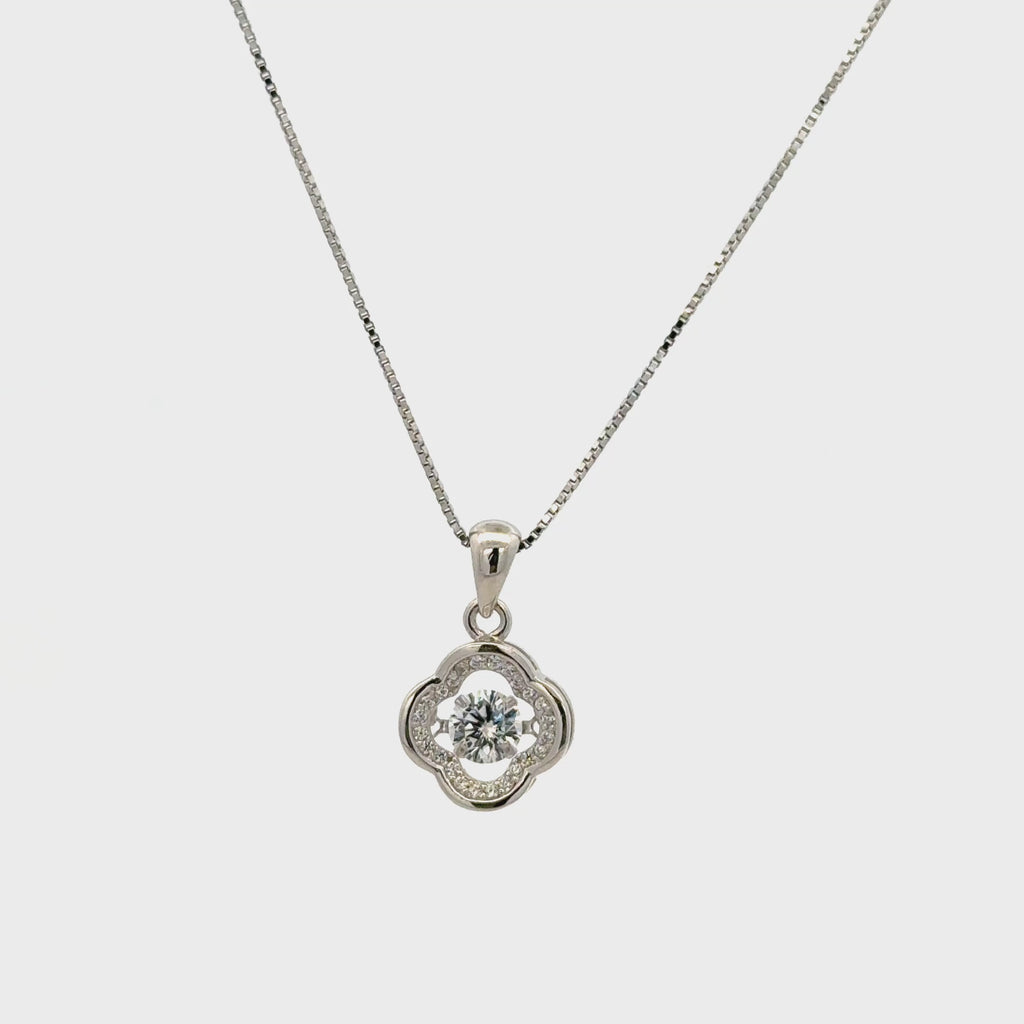 Rhodium clover type chain with pendent