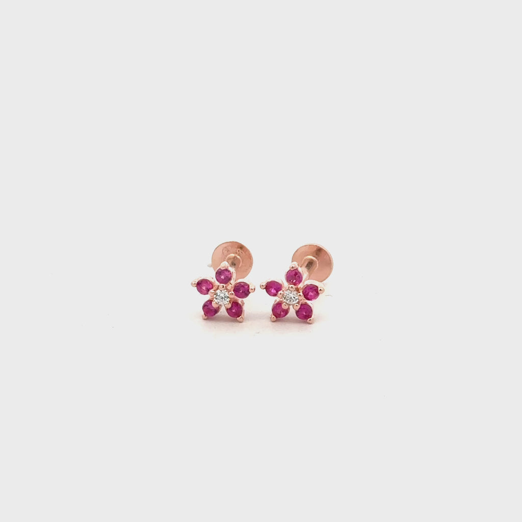 Pink Flower Stud