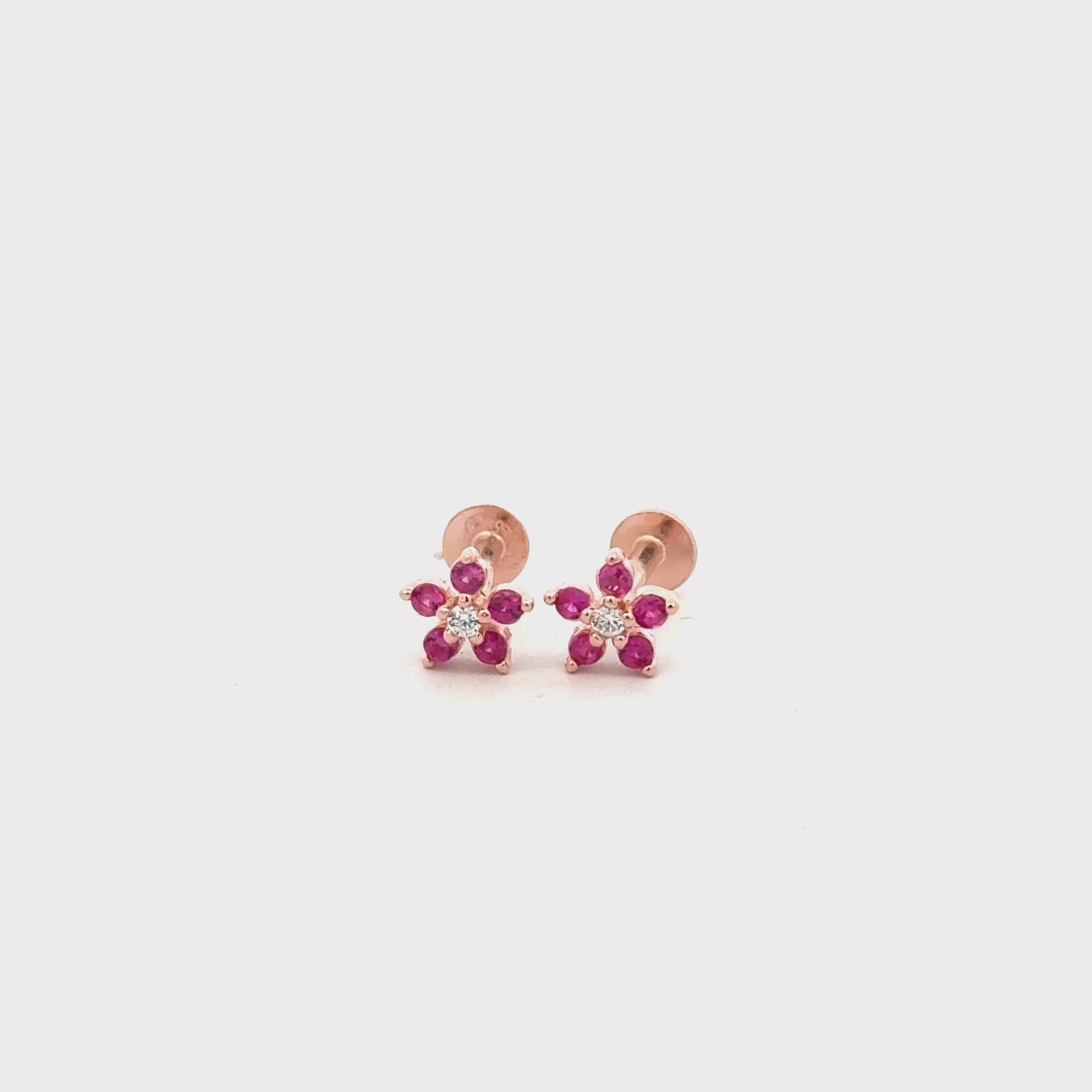 Pink Flower Stud