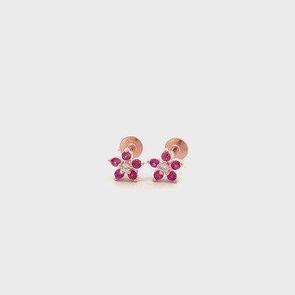 Pink Flower Stud