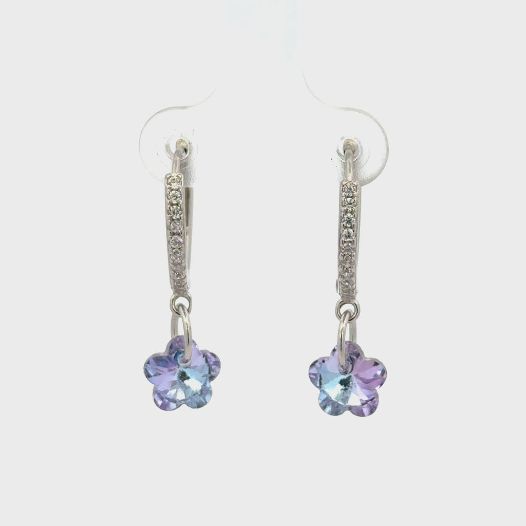 Flower White Drops Baali Earring