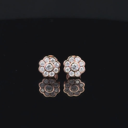 MULTISTONE FLOWER EARRING