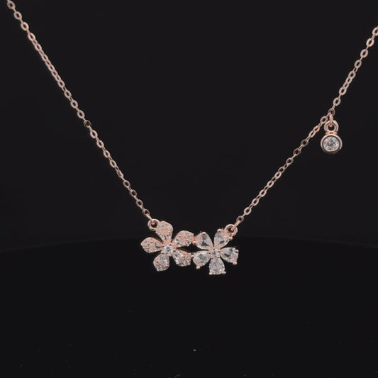 DOUBLE FLOWER ROSEGOLD CHAIN WITH PENDANT