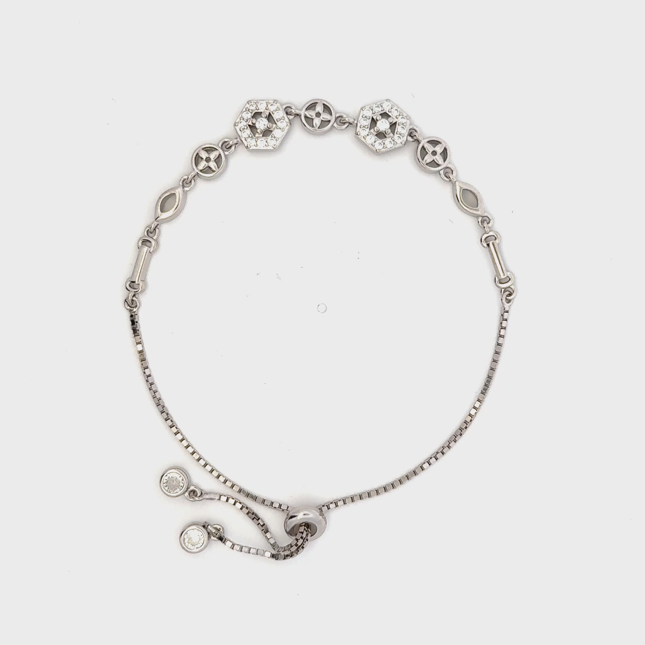 Rhodium Geometric shape bracelet