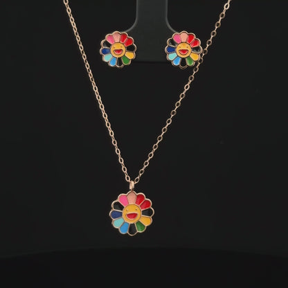 Rosegold Flower Chainpendant with Earring